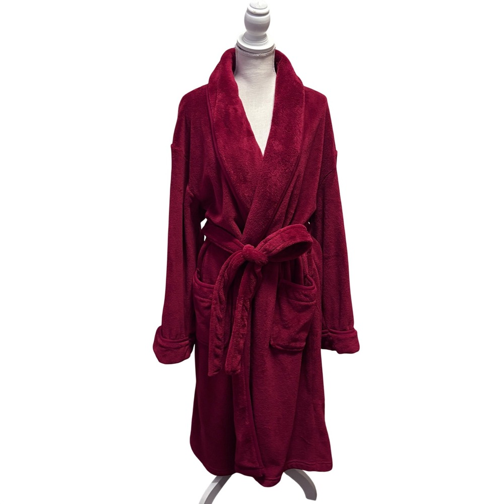 Saddlebred Sleepwear Mens Red Plush Robe‎ One Size Fits Most Cozy Loungewear